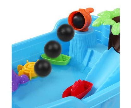 Kids pirate-themed water and sand play set in blue for imaginative home play.