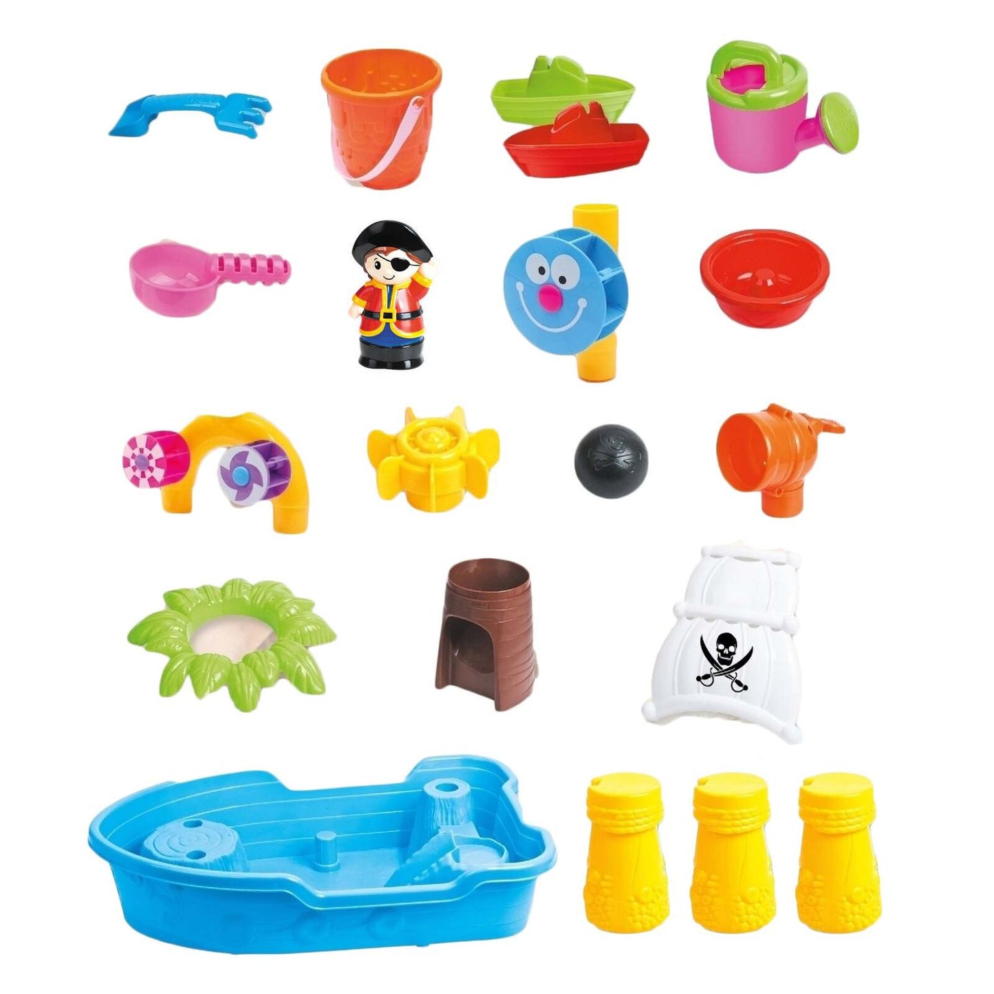 Kids pirate ship sand and water table for imaginative play at home.