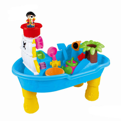 Pirate Ship Sand and Water Table for imaginative play and sensory development at home.