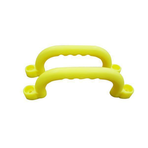 Colorful 235mm plastic safety handles for playground equipment, perfect for childrens playsets at home.