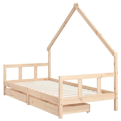 Kids pine wood bed frame with storage for enchanting bedroom decor and functionality.