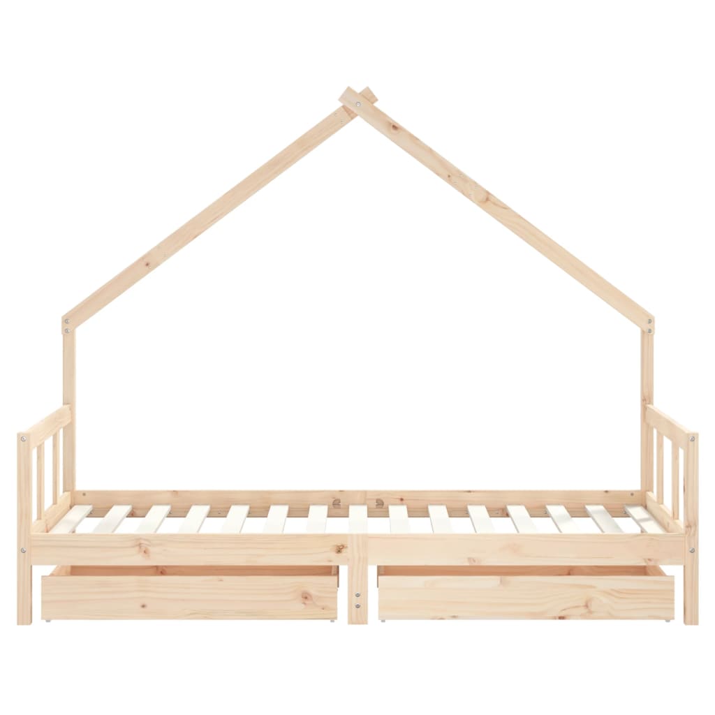 Kids pine wood bed frame with storage - enchanting design for organized, playful bedrooms.