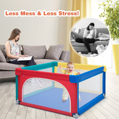 Baby and Toddler Playpen: Multicolour Safety Activity Fence with Bonus 50 Ocean Balls