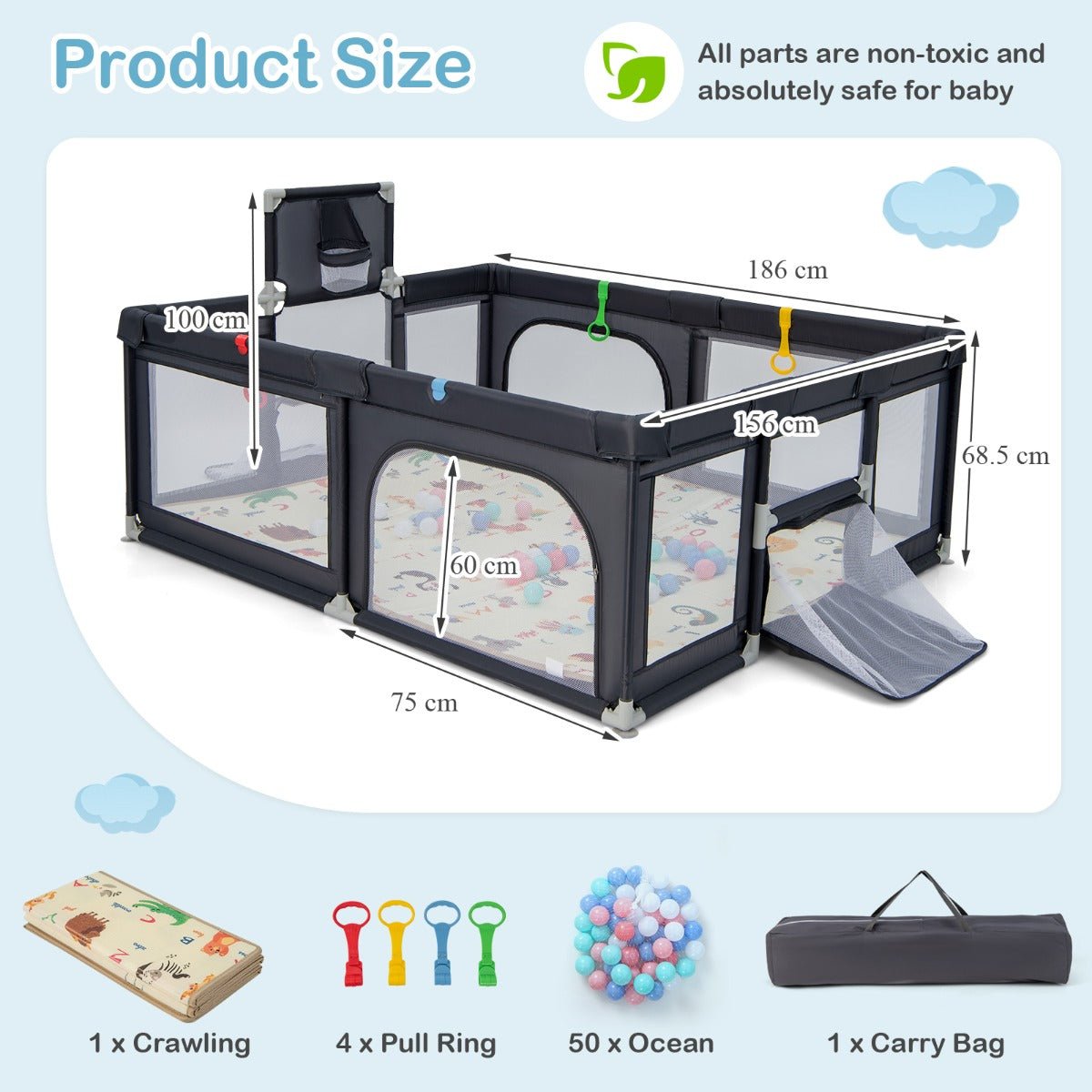 Dark Grey Playpen - Endless Entertainment from Kids Mega Mart