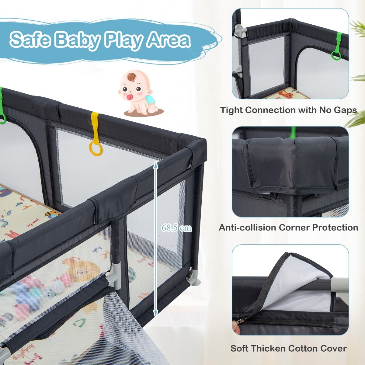 Dark Grey Playpen: Where Fun and Learning Unite