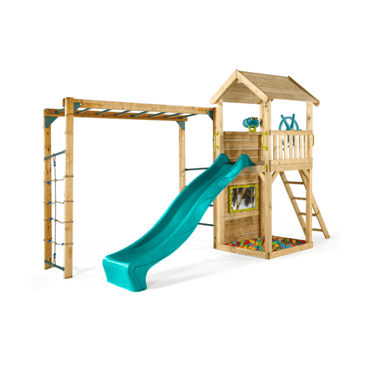 Plum Lookout Tower Play Centre | Slide, Monkey Bars, Climb Wall - Kids Ultimate Backyard Playground