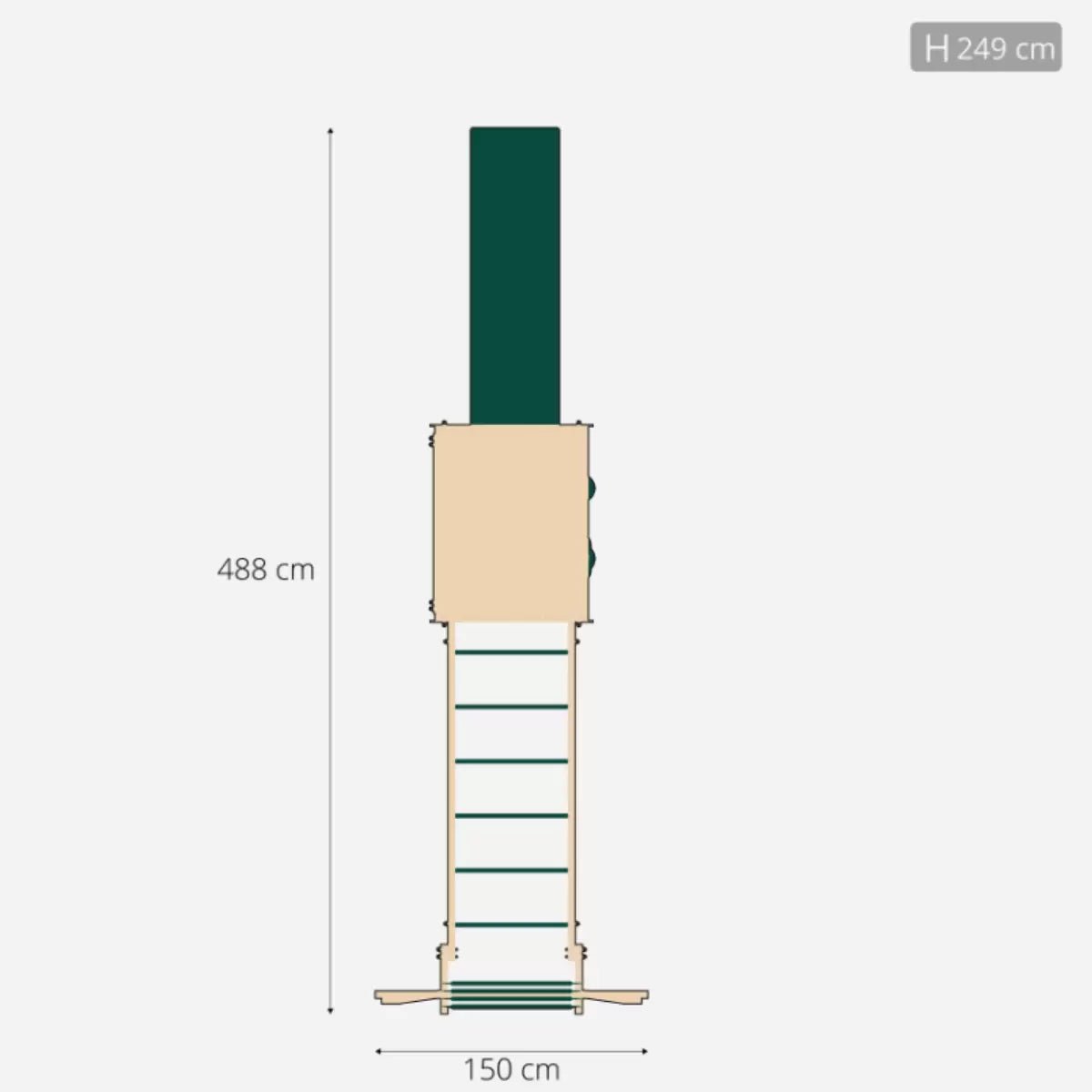 Measurements Plum Lookout Tower with Swings, Slide & Monkey Bars