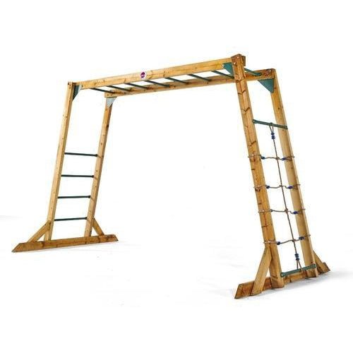 Wooden monkey bars frame for kids backyard play, promoting outdoor fun and active playtime.