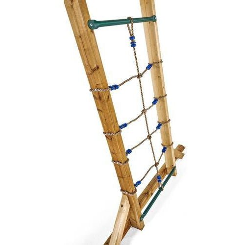 Wooden monkey bars frame for backyard fun, ideal for kids active play outdoors.