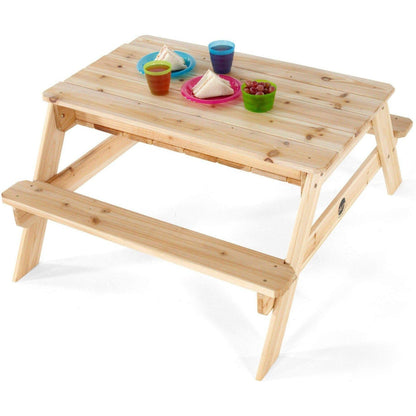 Plum 2-in-1 wooden sand and picnic table for kids backyard playtime