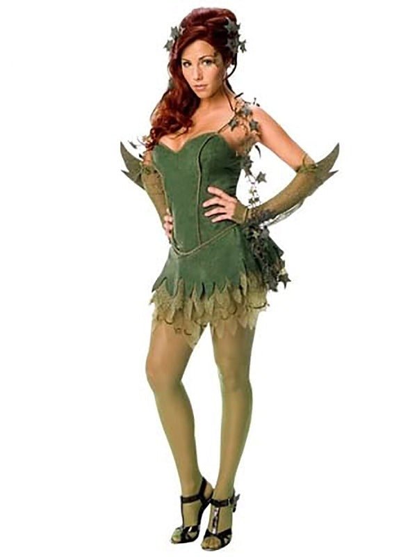 DC Comics Poison Ivy Adult Costume featuring glitter accents for childs imaginative play at home.