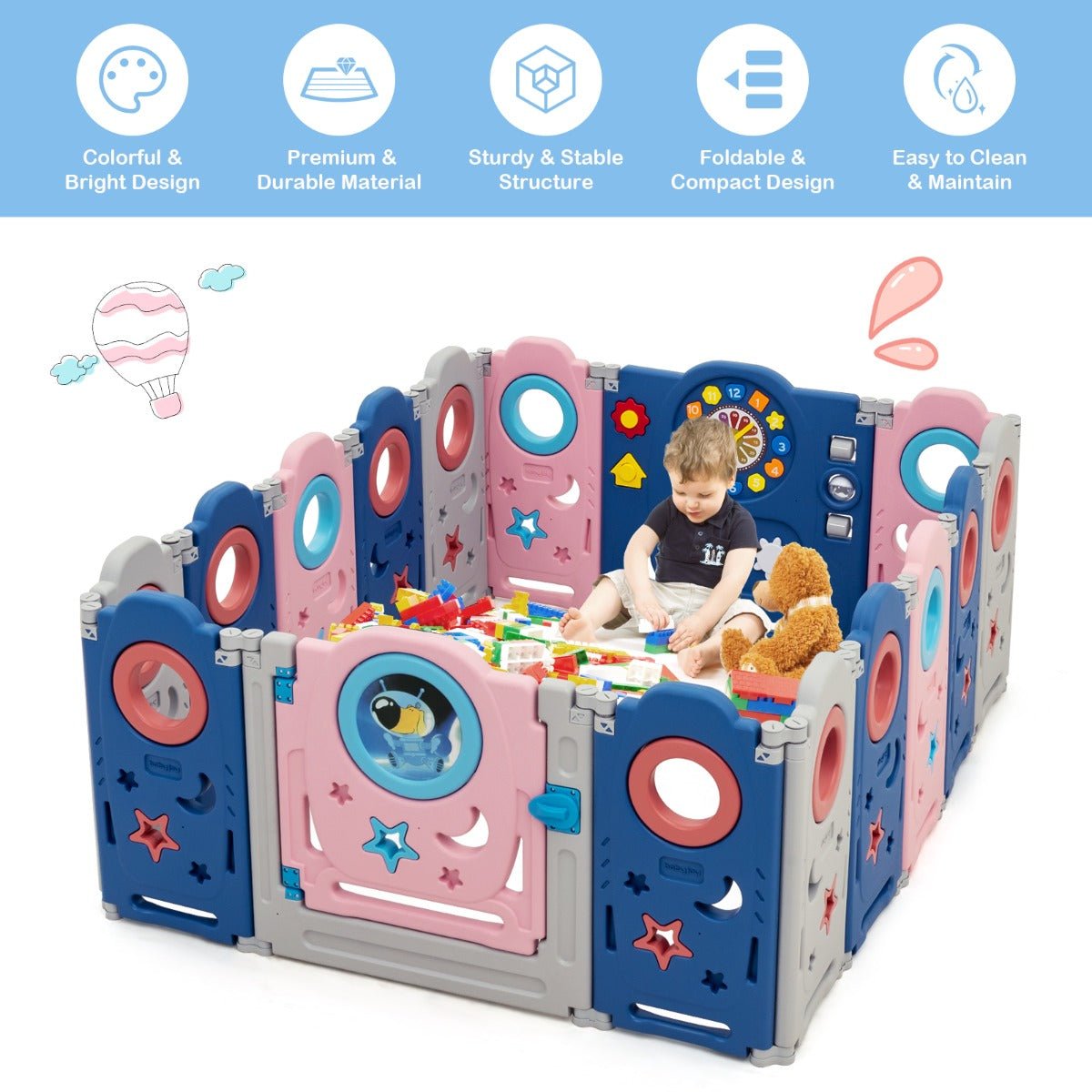 Interactive Baby Playpen with Living Room Door Lock