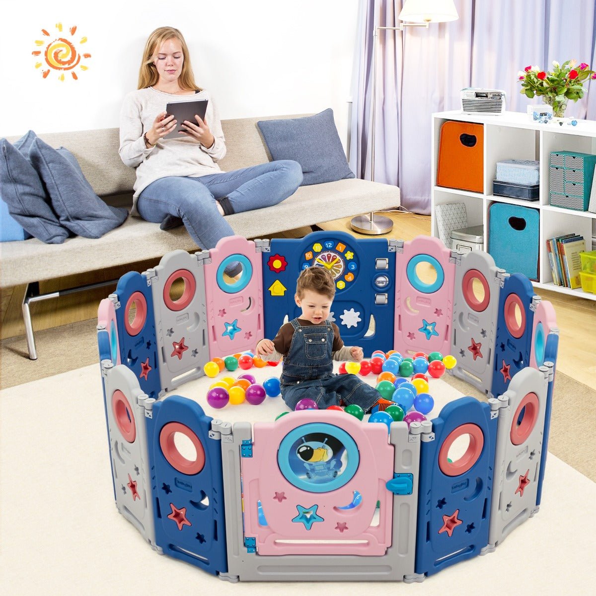 Convenient Living Room Baby Fence with Door Lock