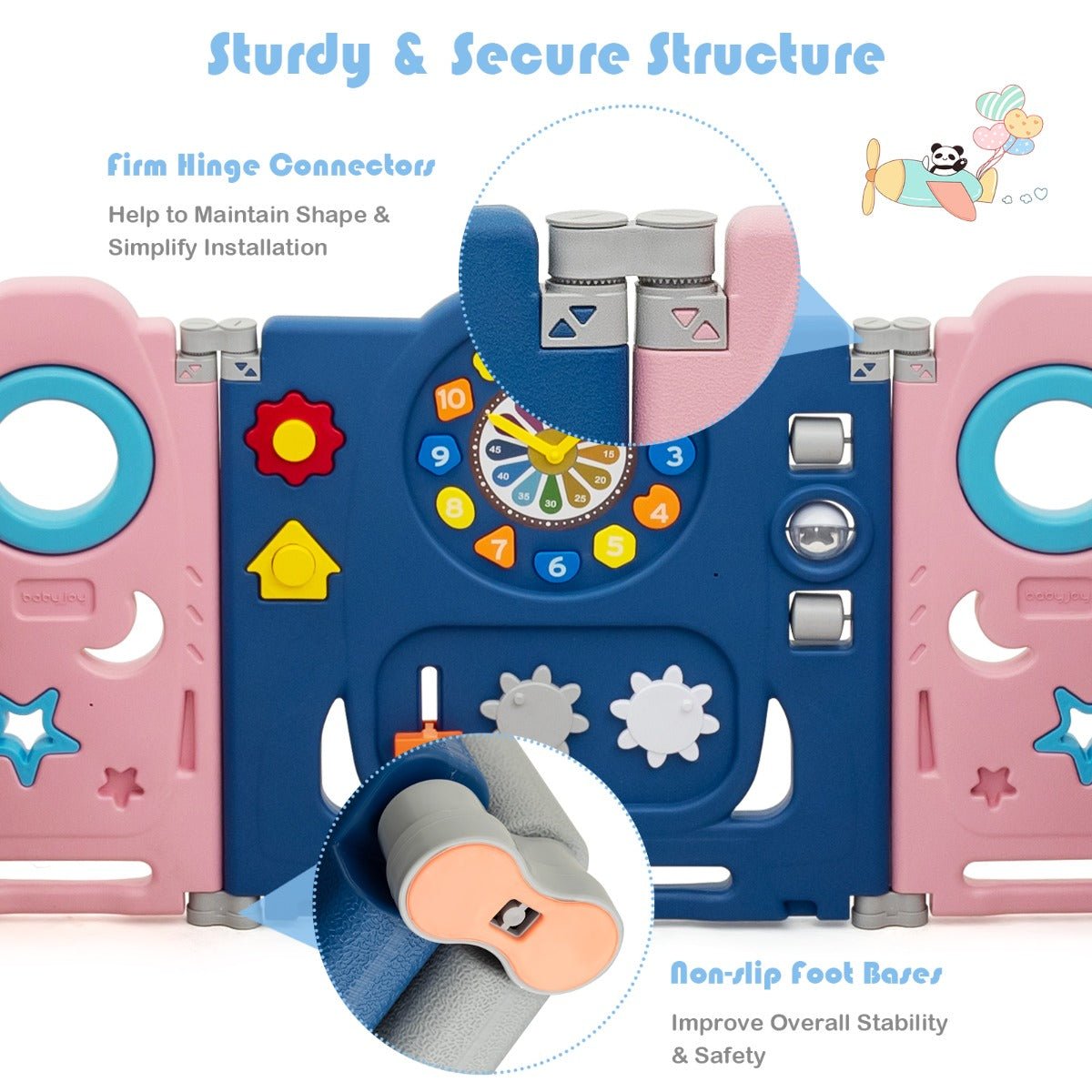 Modern Living Room Baby Playpen with Door Lock Feature