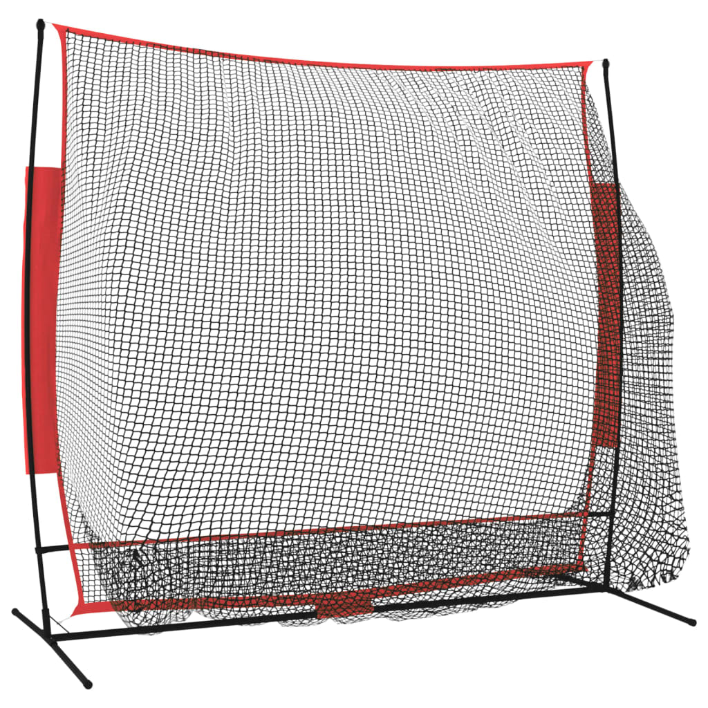 Portable Baseball Net Black and Red