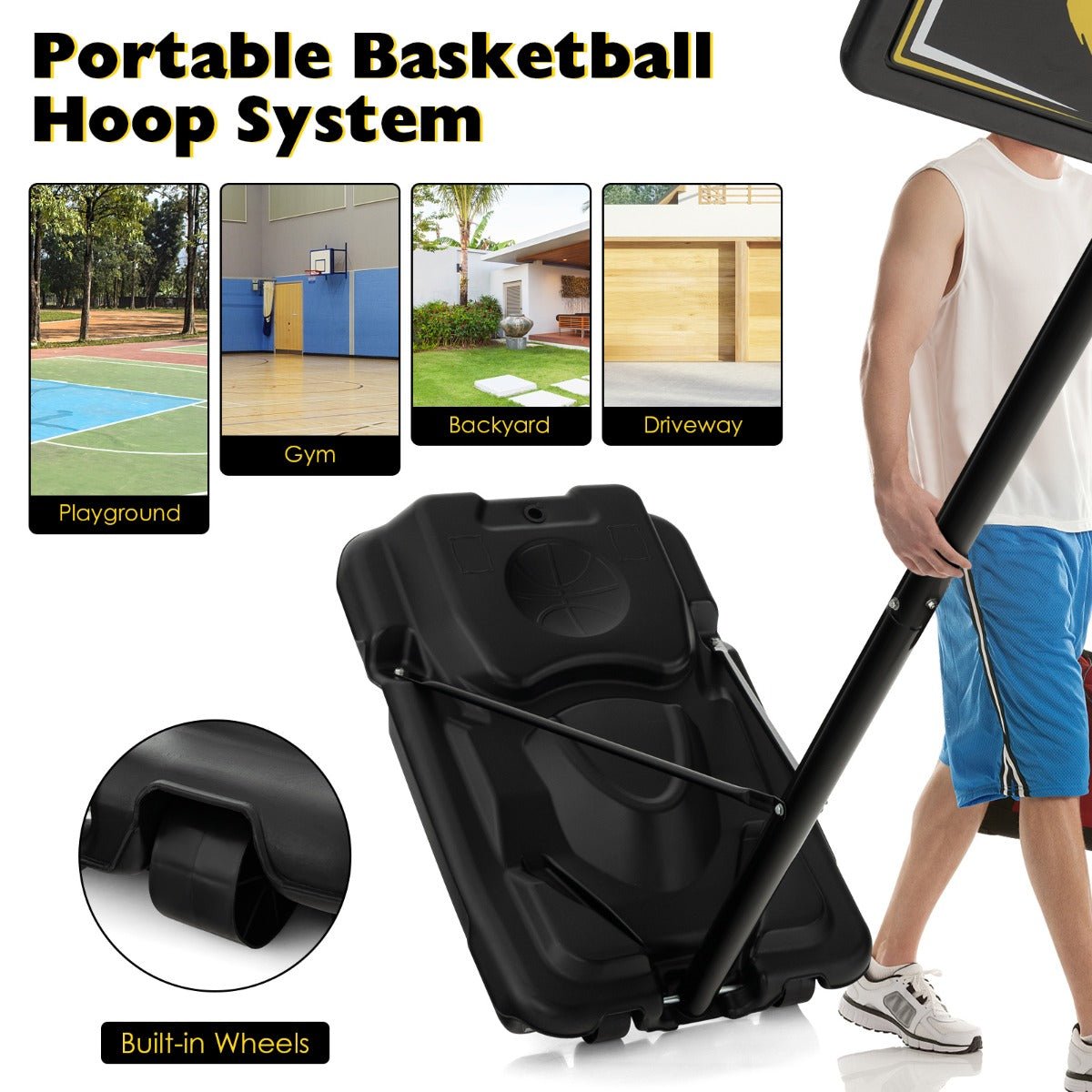 Bring the Game Anywhere: Portable Basketball Hoop with Wheels & Fillable Base