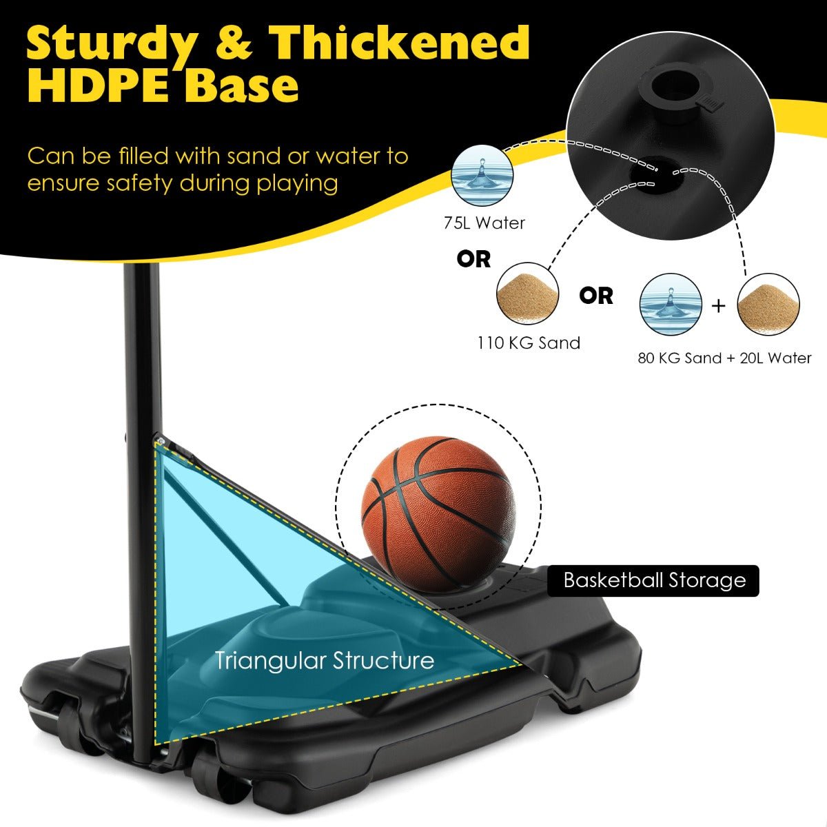 Wheels & Fillable Base: Kids Portable Basketball Hoop for Active Play