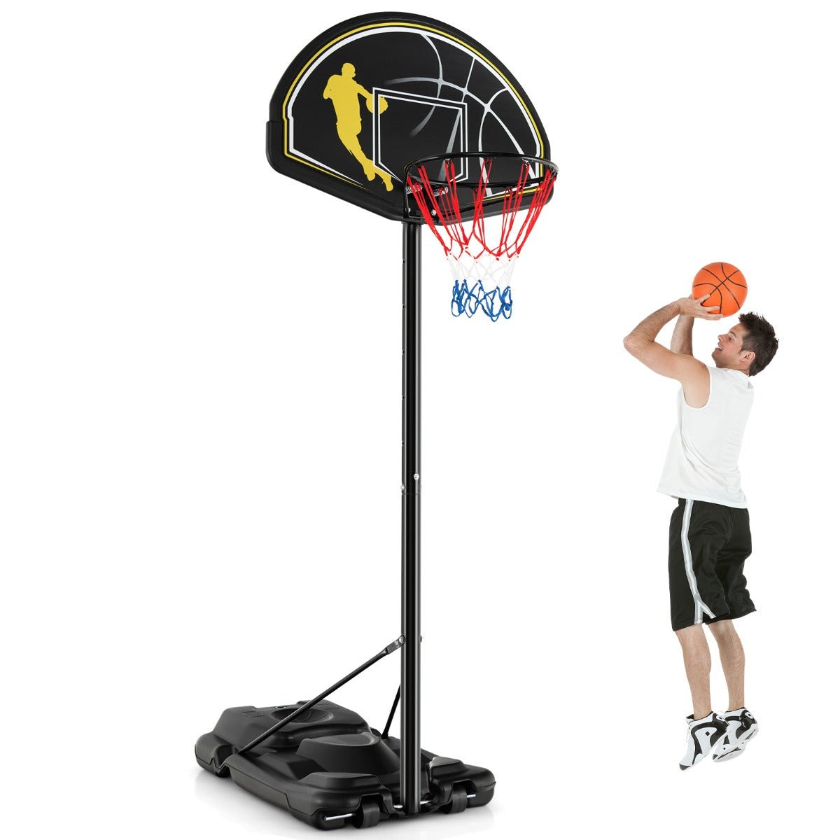 Portable Basketball Hoop for Kids: Easy Mobility with Wheels & Fillable Base