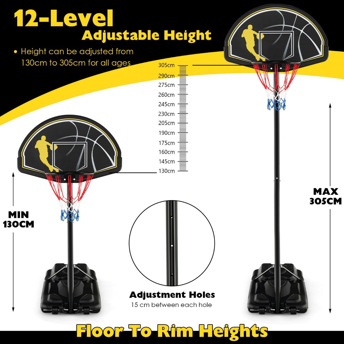 Portable Basketball Hoop: Mobility and Fun with Wheels & Fillable Base