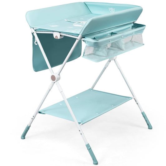 Versatile Adjustable Height Blue Diaper Station - Portable Multi-Purpose Convenience