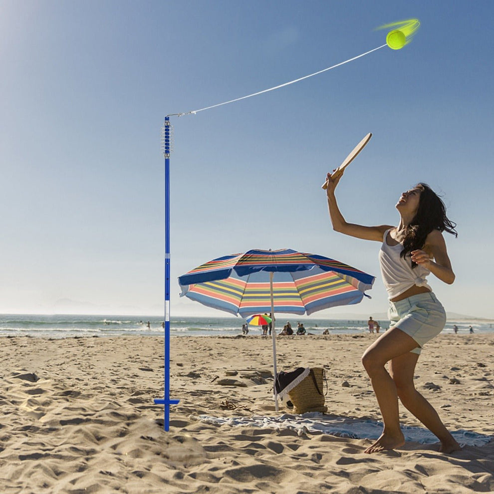Tetherball Racket Portable Tetherball Set | Adjustable Height, Soft Ball and 2 Bats ...