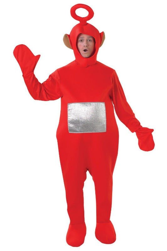 Teletubbies Po adult costume | official deluxe bodysuit for childrens dress-up play at home.