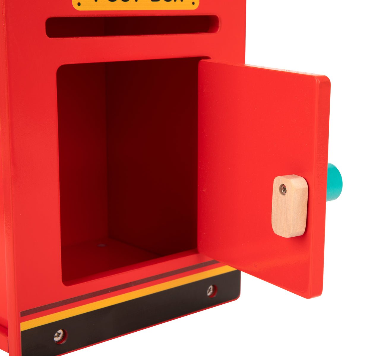 Colorful kids post box toy for imaginative play, fostering creativity and communication skills.