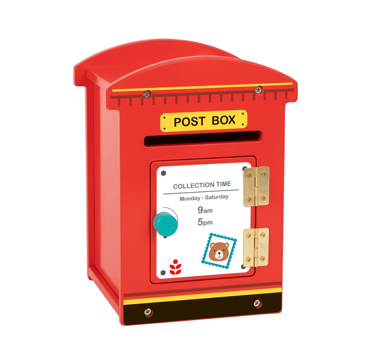 Colorful kids post box for imaginative play, stimulating creativity in young minds.