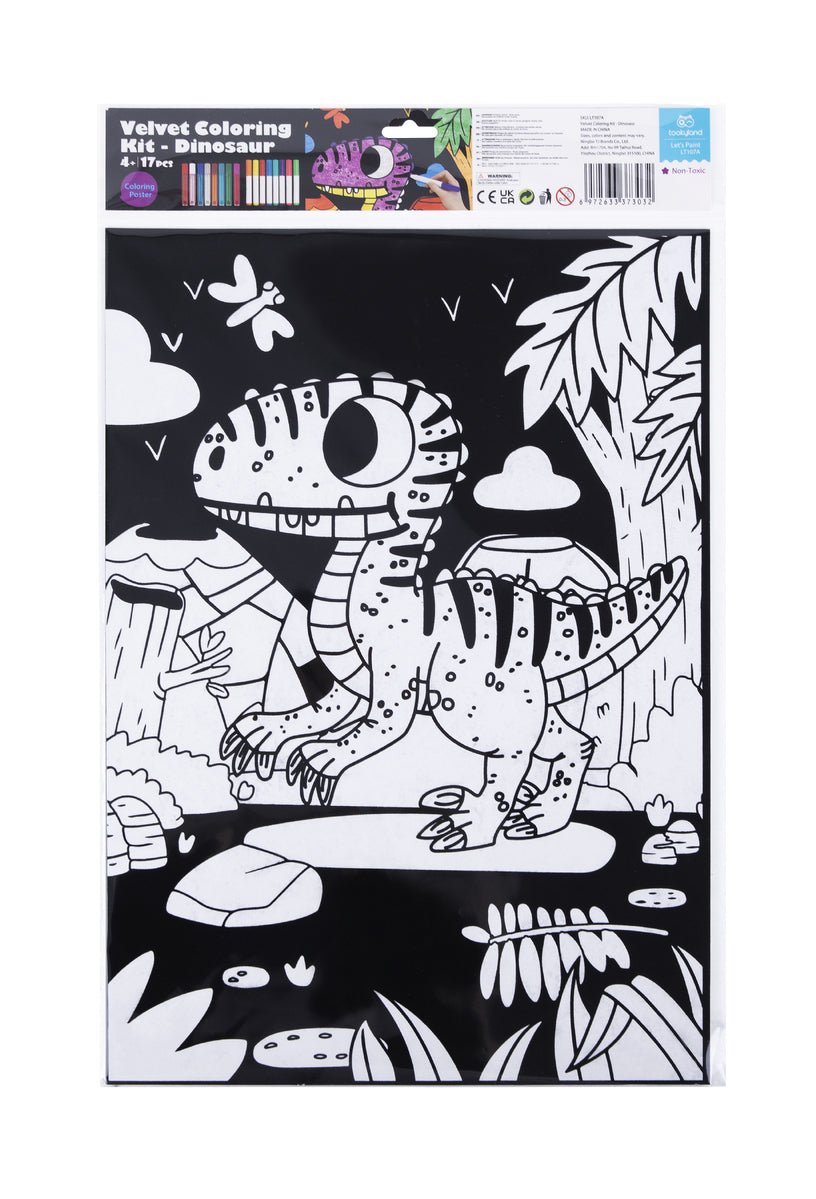 Prehistoric Artist Velvet Dinosaur Coloring Kit - Kids Mega Mart