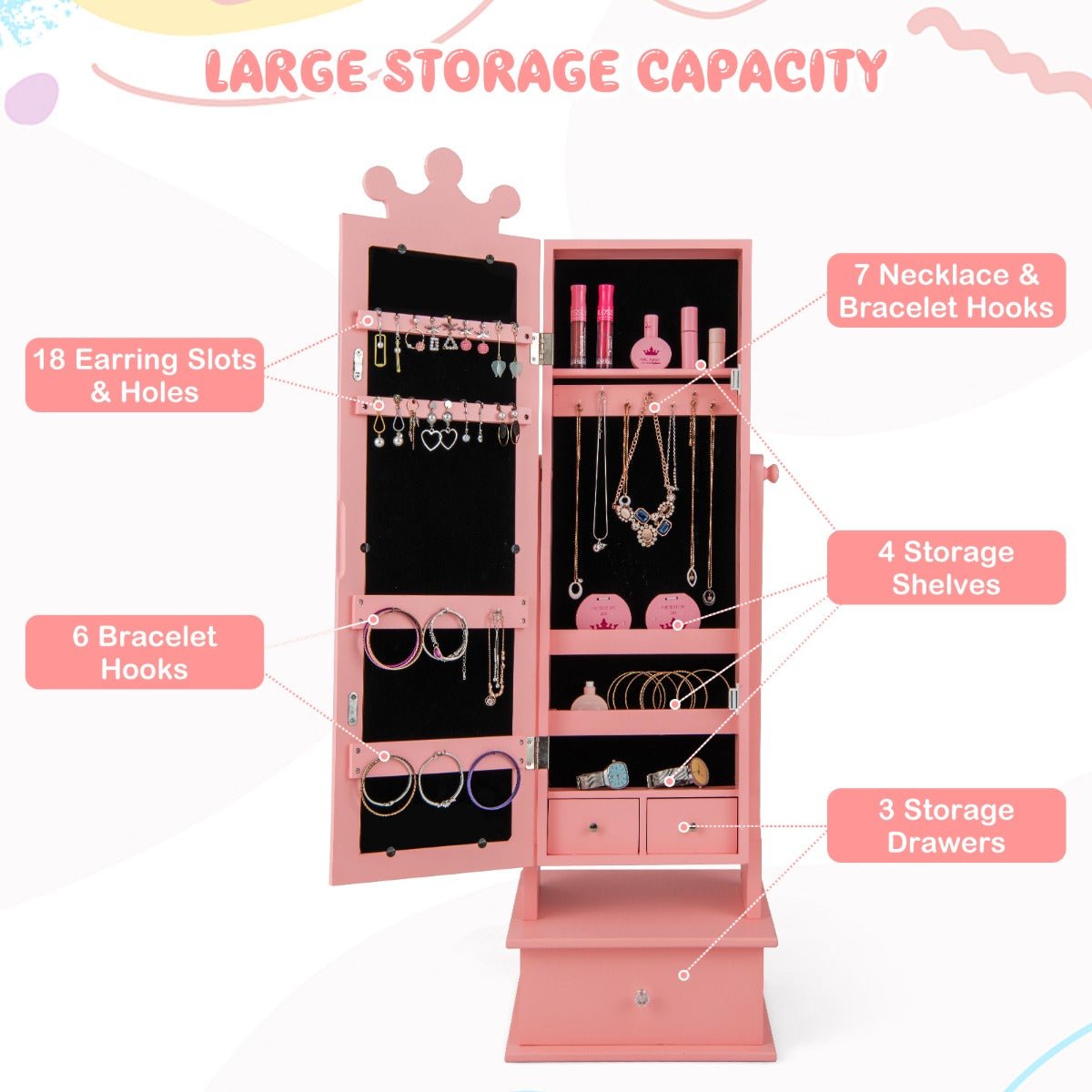 Jewellery Cabinet for Kids - Pretty in Pink