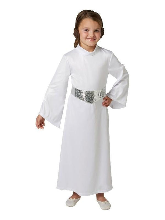 Kids Princess Leia costume replicating Star Wars character for at-home play and dress-up.