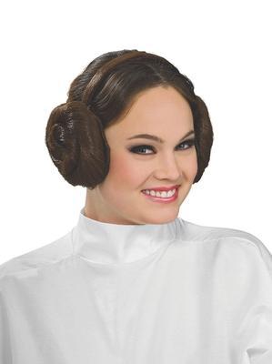 Childs Princess Leia headband with iconic buns, perfect for Star Wars costume play at home.