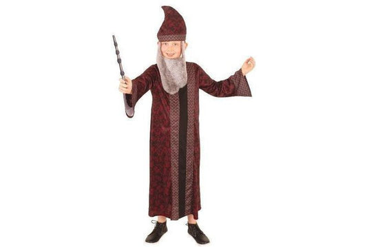 Harry Potter Professor Dumbledore costume robe set with beard and hat for kids dress-up.