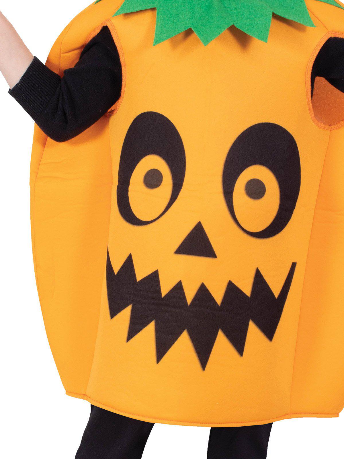 Kids pumpkin tabard costume for easy Halloween dress-up, perfect for fun at home.