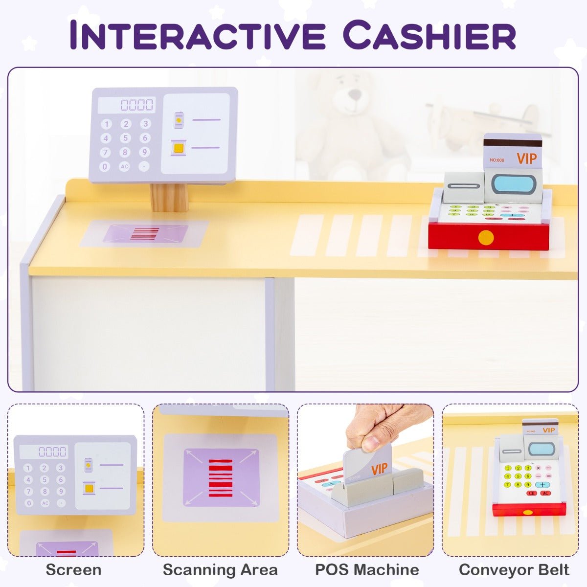 Fun Checkout Play with Wooden Scanner