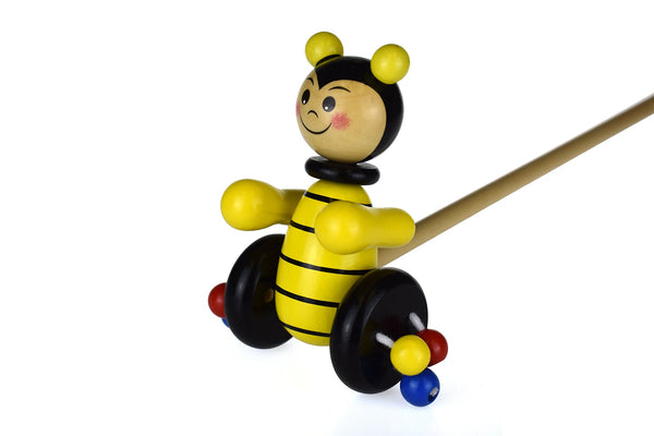 Push Along Wooden Bee with Spinning Beads