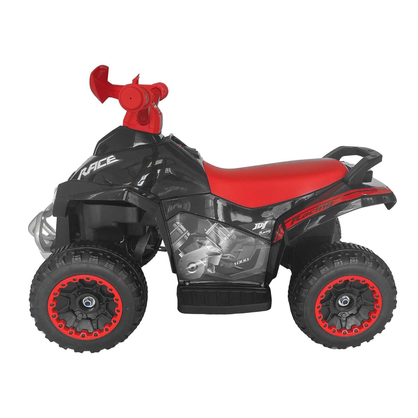 Black Quad Ride-on ATV for kids, max speed 3km/h, perfect for outdoor play at home.