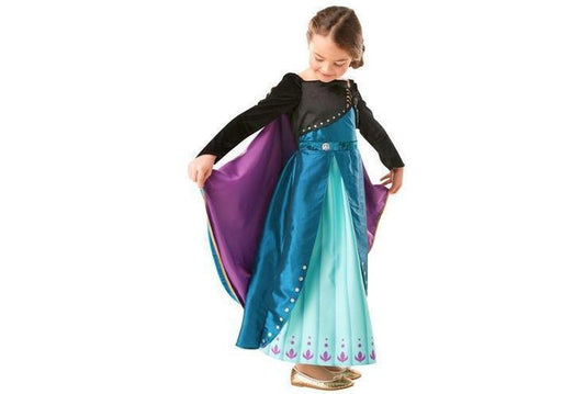 Disney Frozen 2 Queen Anna Premium Costume for Girls - Sparkly dress for imaginative play