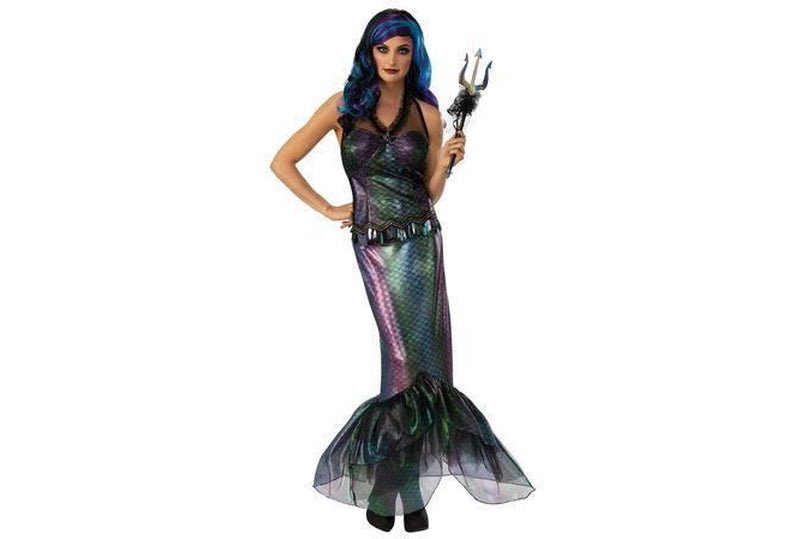 Neptune Queen of the Seas mermaid costume for Halloween dress-up play at home.