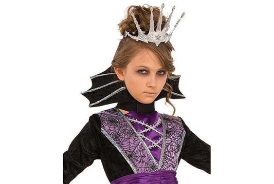 Gothic Queen Vampire Costume for Girls with Dress and Tiara Set for dress-up play at home.