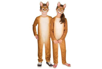 Kids rabbit costume with cute printed fur design for imaginative play at home.