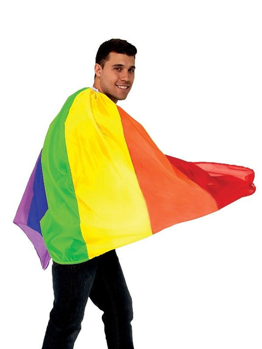 Colorful rainbow cape for adults, perfect for dressing up at home | Costume accessory