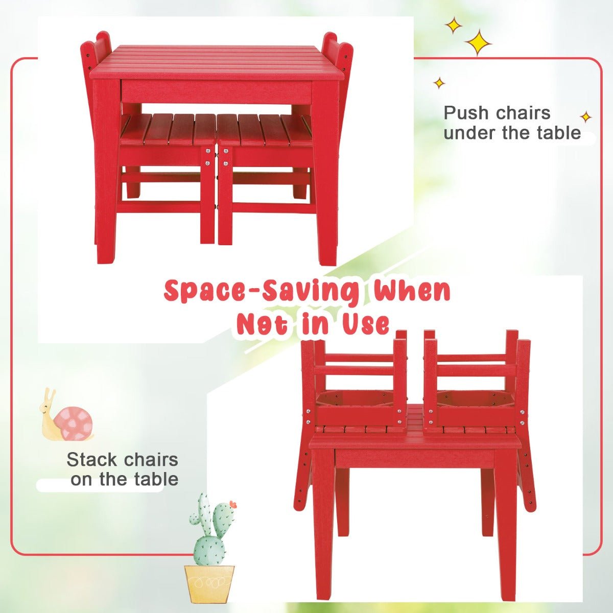 Unleash Playfulness with the Red Kids Table & Chairs Set