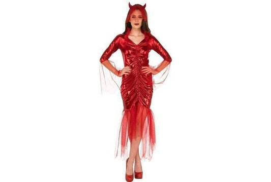 Red Devil Bride Halloween Costume for Adults, striking design ideal for spooky kids dress-up.