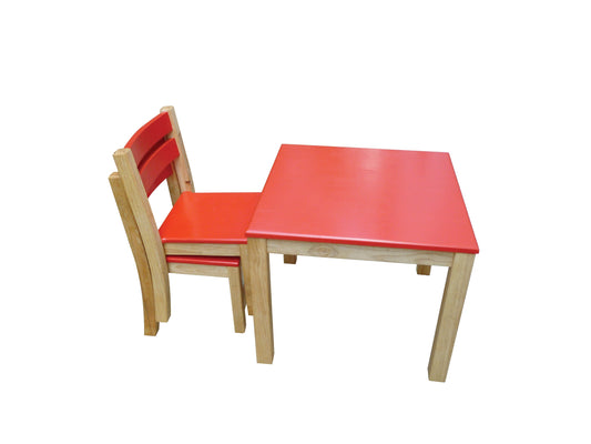 Red Top Acacia Kids Table and Chairs Set - Durable outdoor furniture for childrens play.