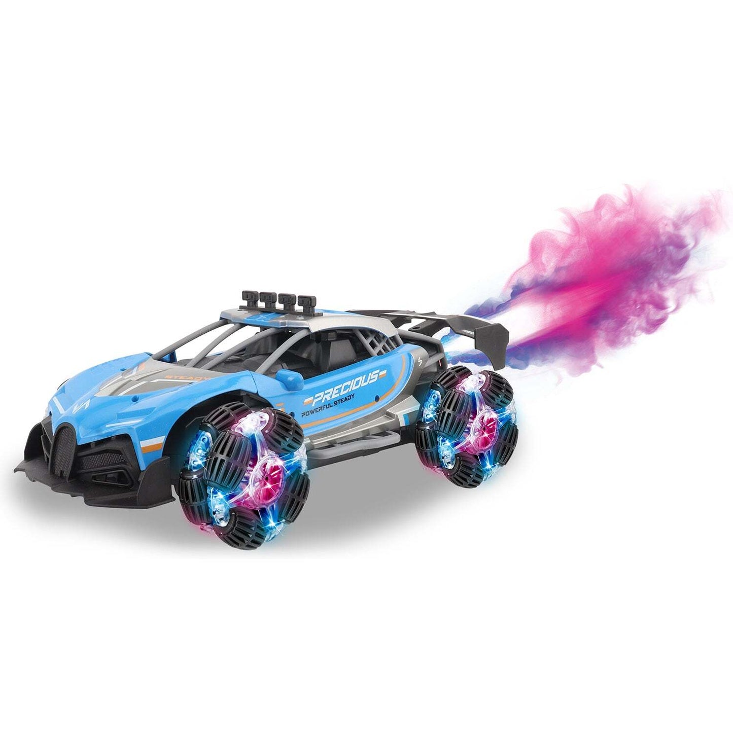 Drift model car with fog exhaust pipe spray, ideal for kids remote control fun.