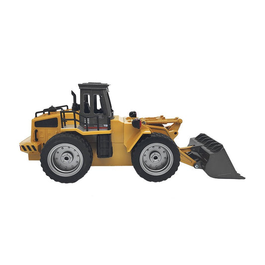 Yellow remote control bulldozer | realistic driving cab and functional scoop | fun for kids at home.