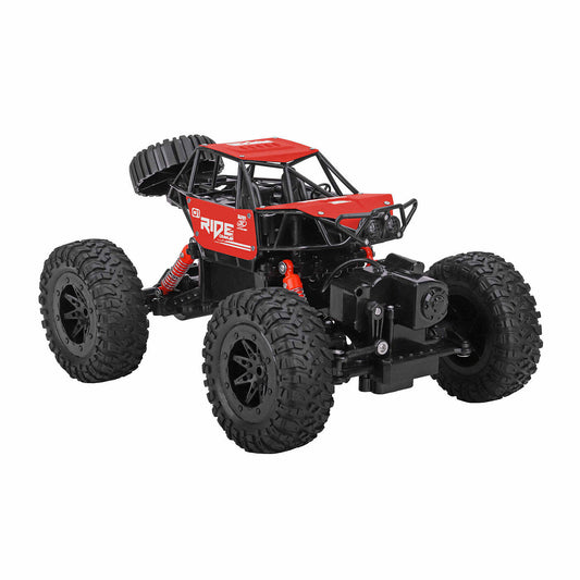 Waterproof red amphibious car, remote-controlled for all terrains, ideal for childrens home fun.