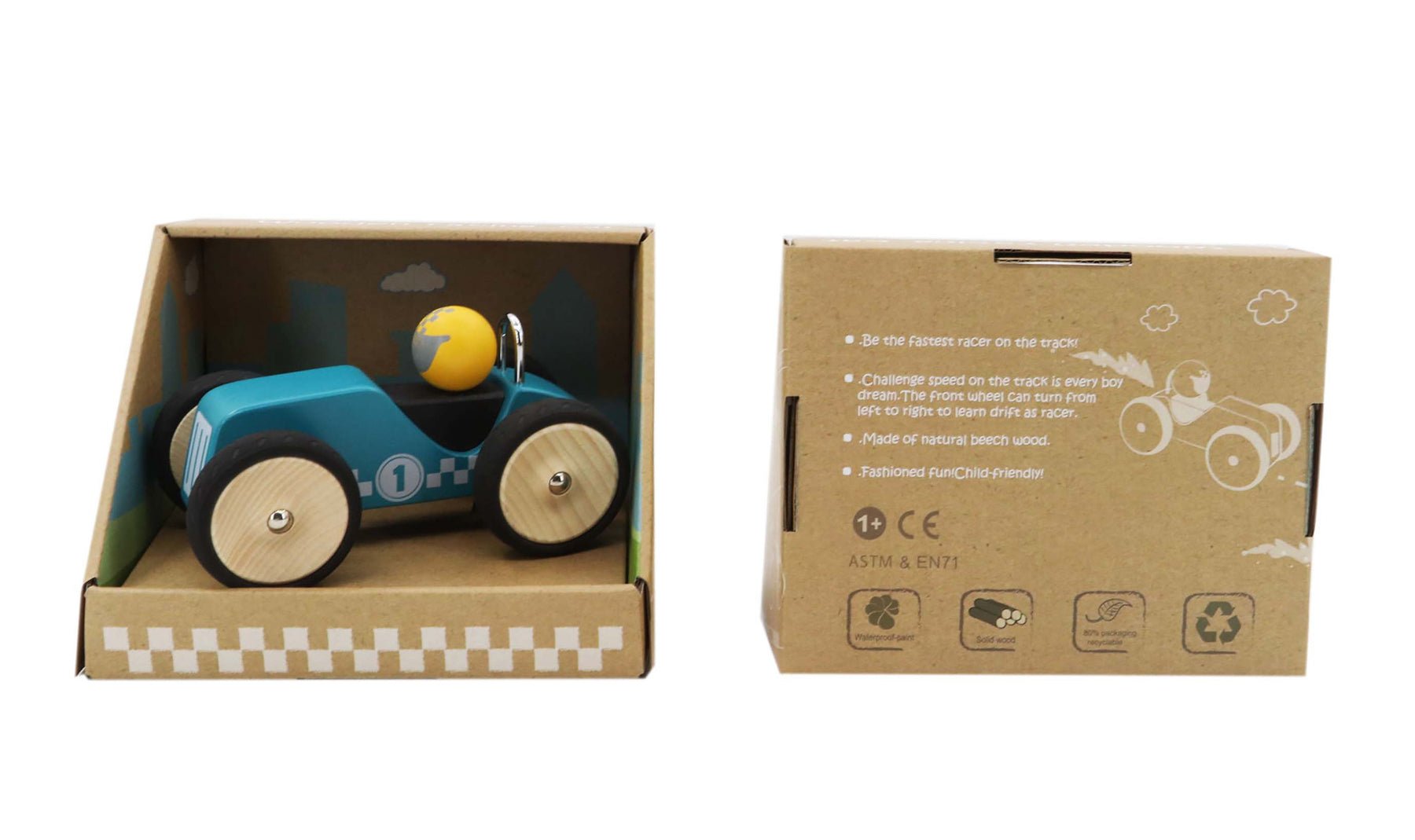 Green retro racing car toy - perfect for imaginative play in childrens bedrooms.