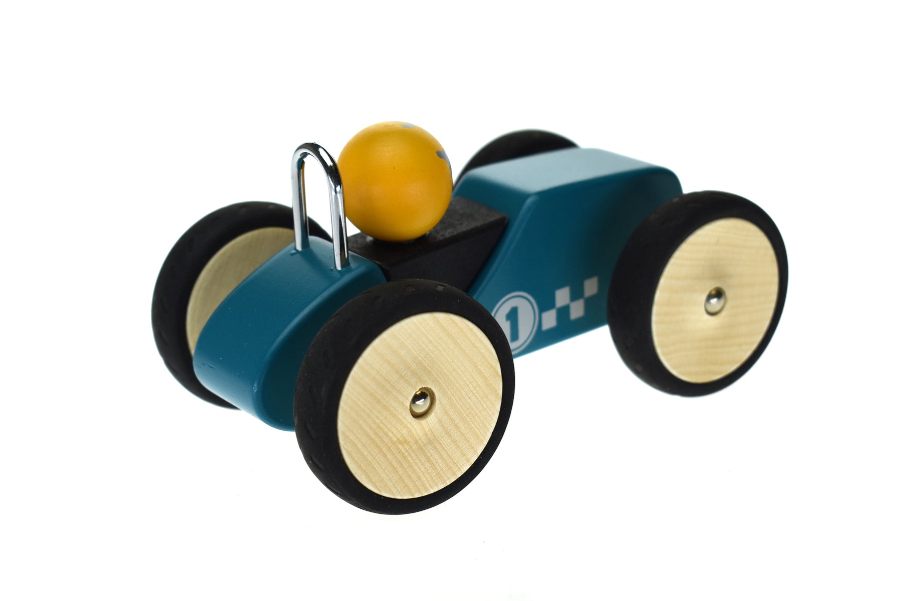 Green retro racing car toy perfect for childrens imaginative play in a home setting.